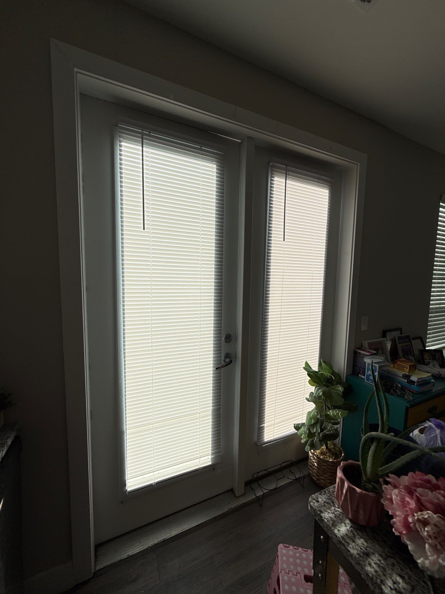 Existing balcony doors viewed from interior