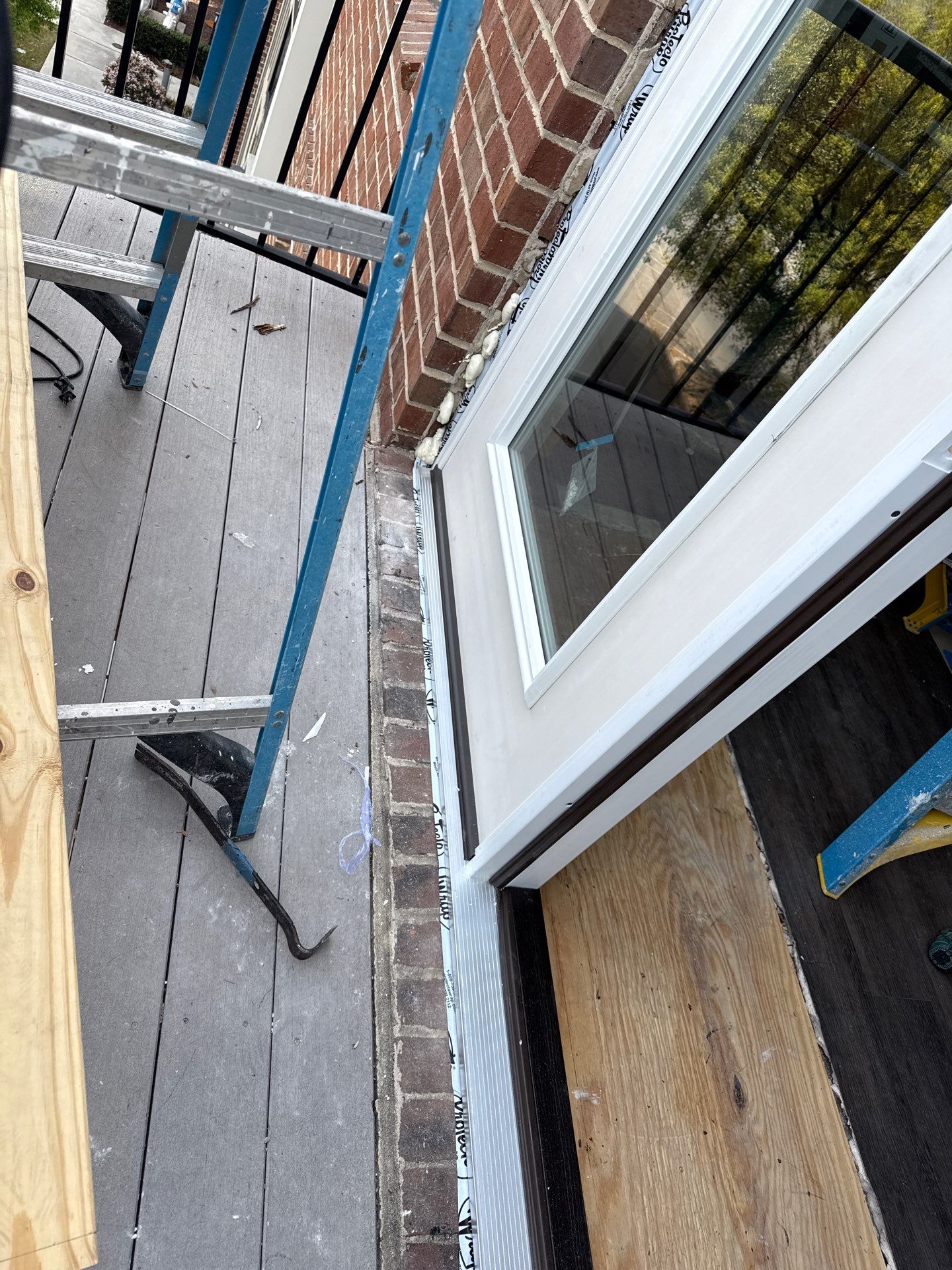 Repaired subfloor and prepared threshold area following removal of the original damaged materials